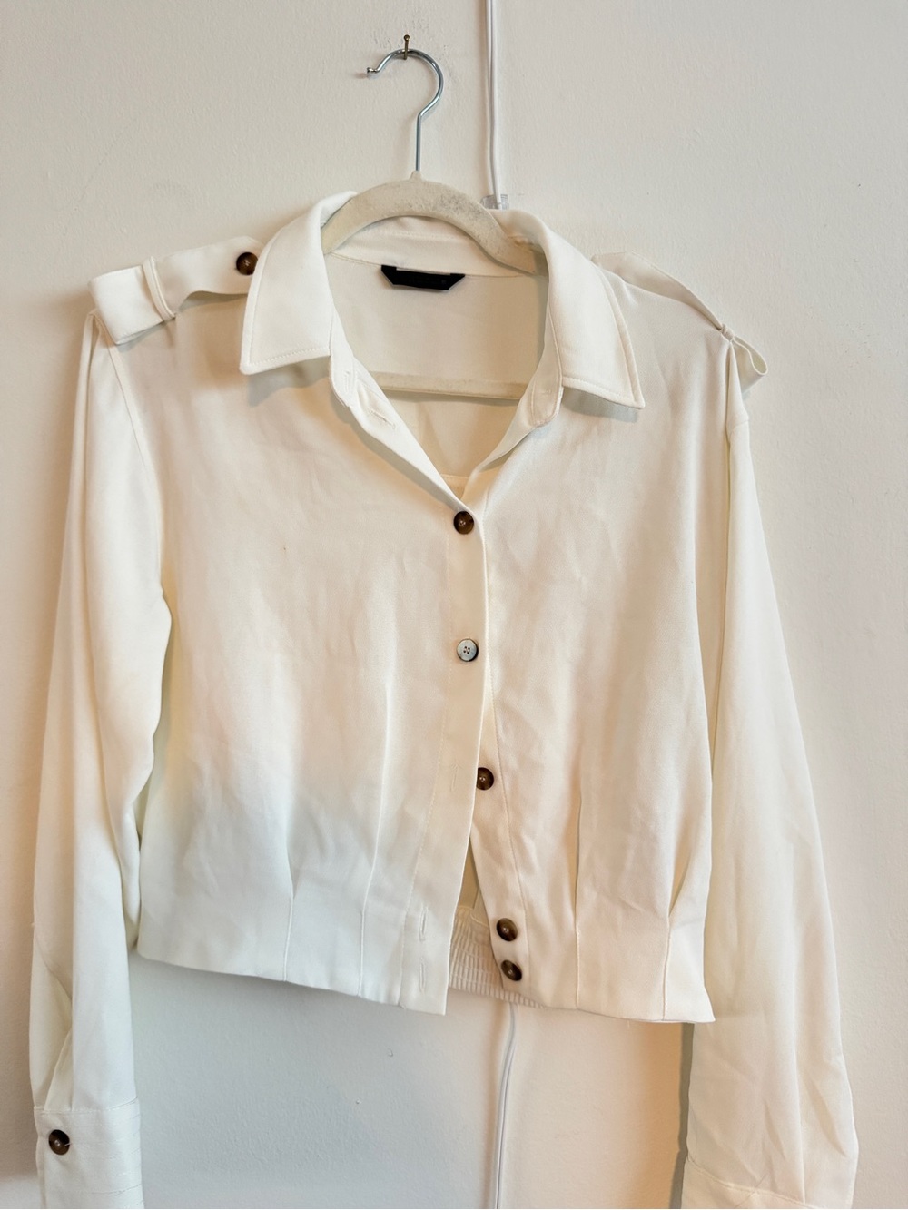 Zara White Crop Button Down